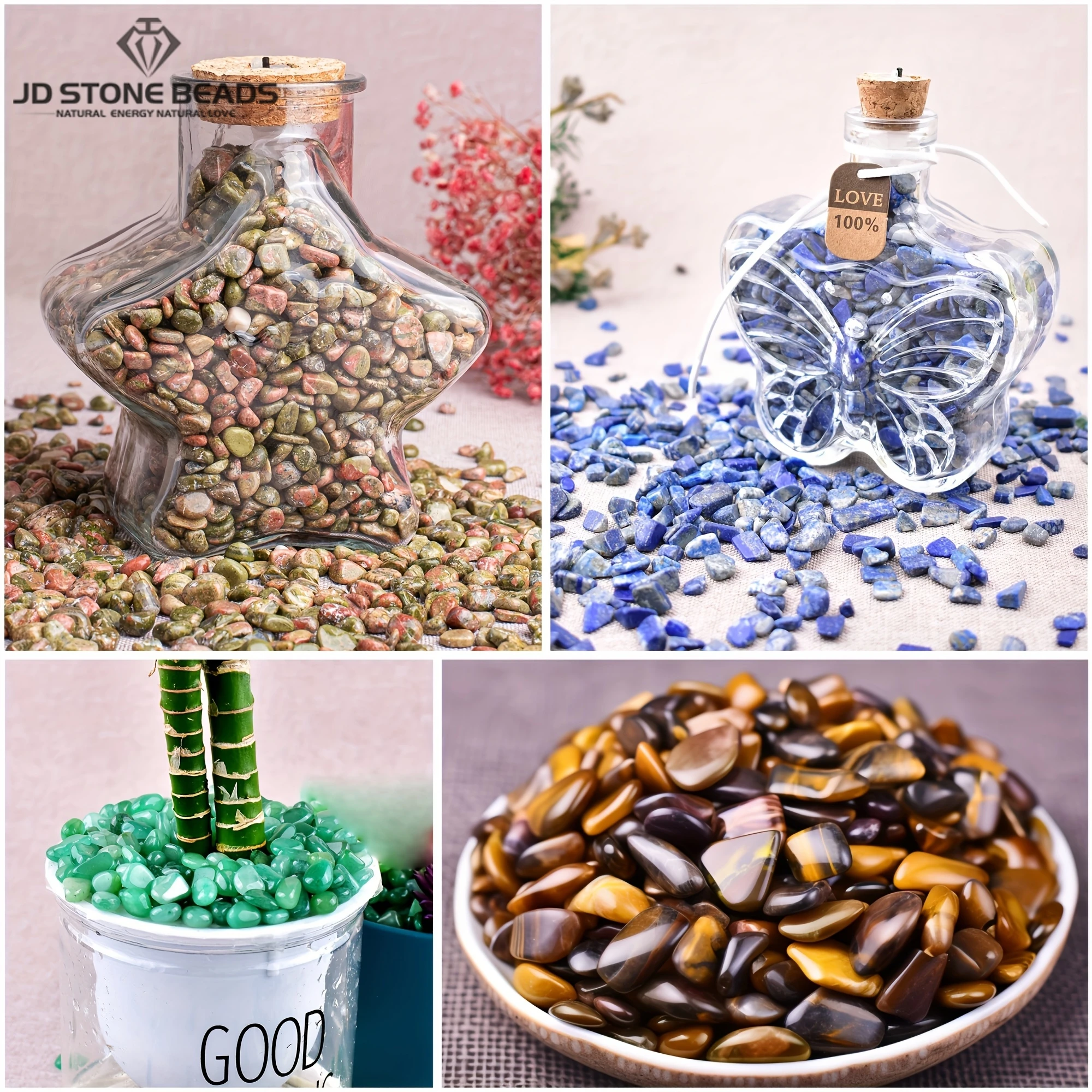 

5-8mm Natural Amethyst Yellow Tiger Stone Chips Stone No Hole Minerals Reiki Healing Tumbled Stone Home Aquarium Decoration