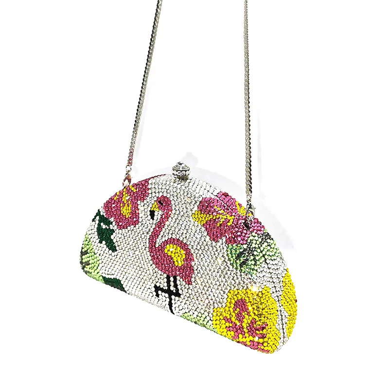 

Fashion Bridal wedding party purses women evening party bird Flamingo diamonds full crystal small clutches purses