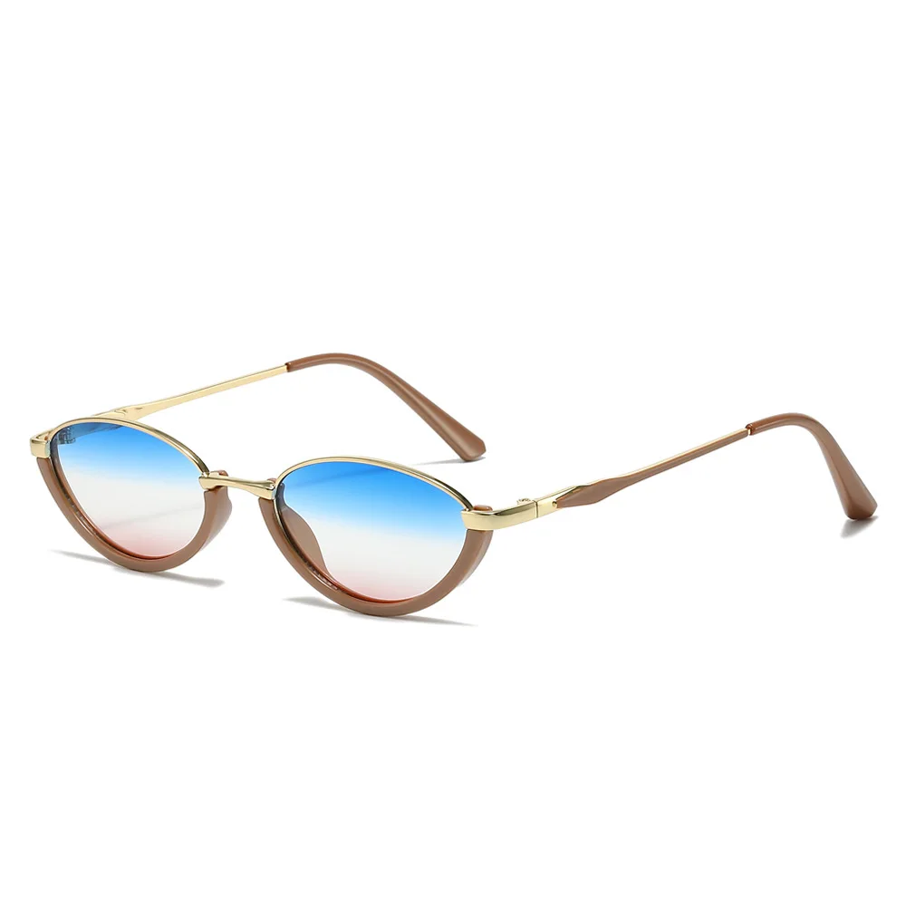 

New Half Frame Gradient Cat Eye Women Sunglasses Y2K Personalized Brand Design Sunscreen Men Gafas de sol UV400