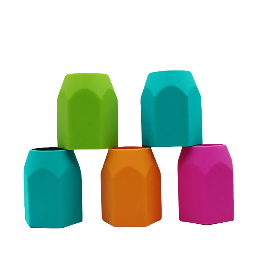 

Round Pen Holder Desk Organizer Silicone Stationery Cosmetics Chopsticks Lightweight Portable Orange Color Round Pencil