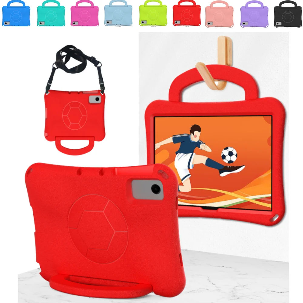 Funda infantil para Samsung Galaxy Tab A9Plus de 11 pulgadas SM-X210 X216B X218U, funda de red de fútbol suave EVA con asa y correa para el hombro