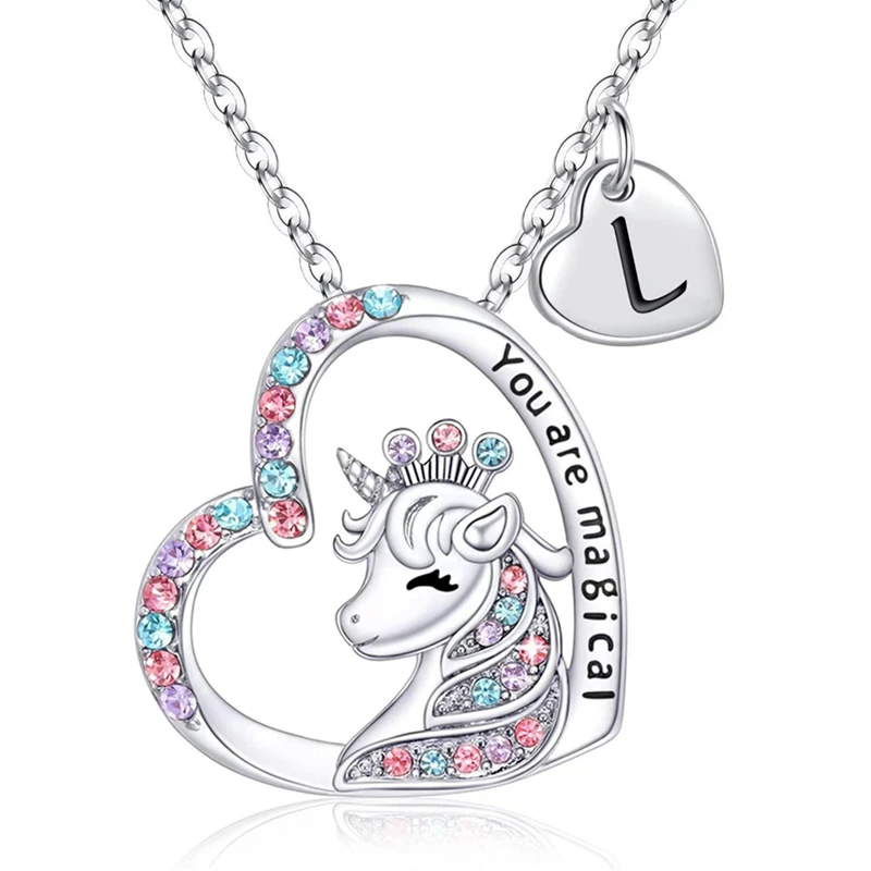 Einhorn-Halskette mit Anfangsbuchstaben „You Are Magical Horse“-Anhänger-Halsketten für Mädchen, Geburtstagsgeschenke
