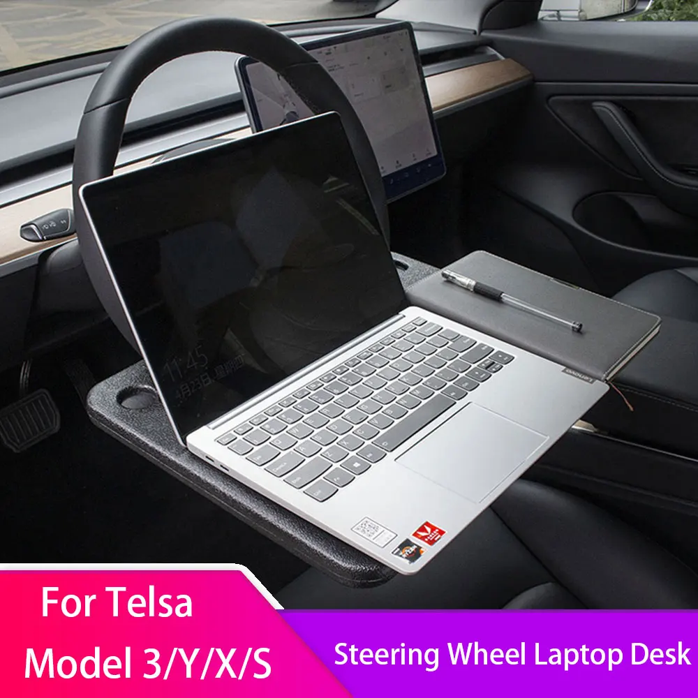 

For Tesla Model 3 S X Y Steering Wheel Tray Worktable Plate Portable Universal Car Laptop Desk Trestle Table