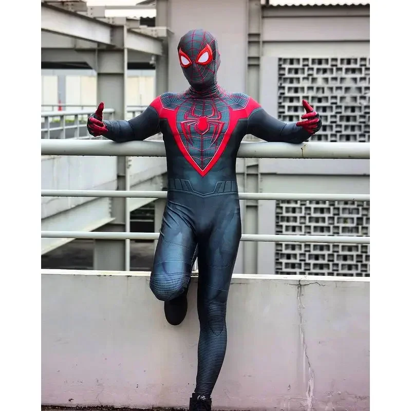 Halloween Miles Morales PS5 Spidercosplay Adults Kids Parker Superhero Cosplay Costume Full Bodysuit Zentai Second Skin Suit