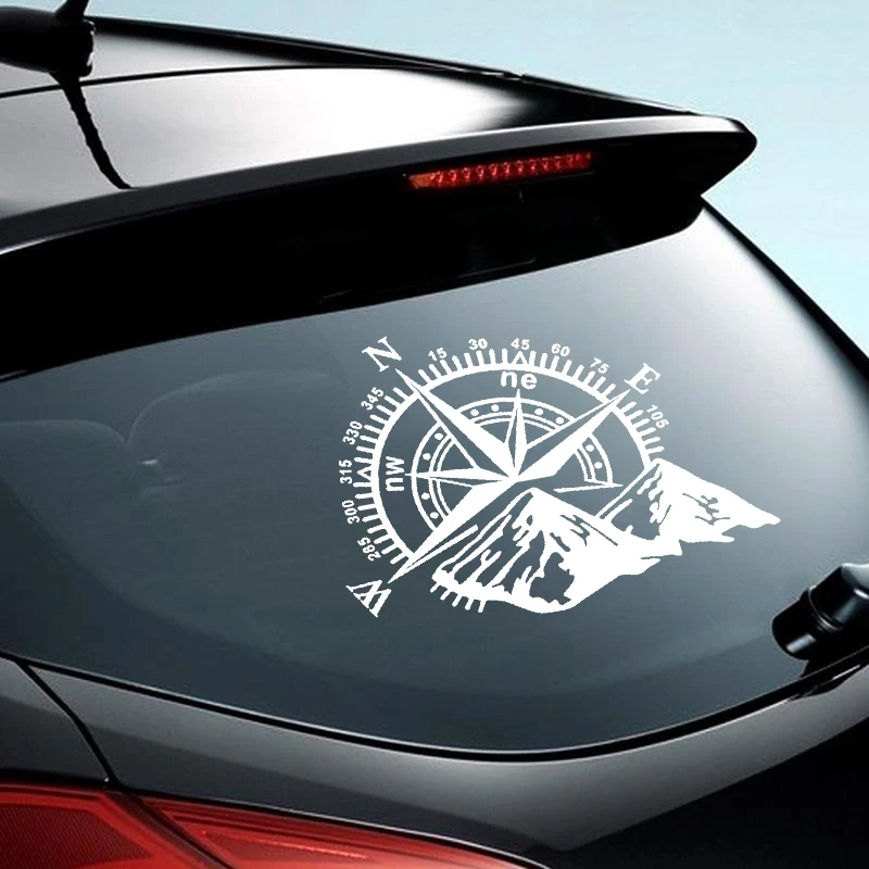 M1021# Vinyl Decal Mountain Compass Car Stickers Waterproof Auto Decor for Niva SUV 4X4 Off Road Rear Window