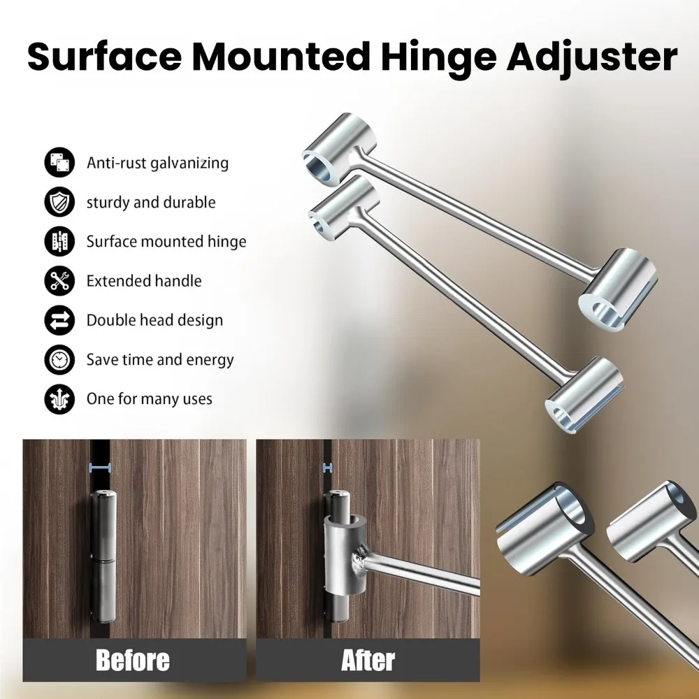 Llave de reparación de bisagra de puerta de doble cabezal, ajuste de 8-19mm/19-25mm, llave que ahorra trabajo, herramientas manuales de reparación de huecos de bisagra para el hogar, 1/2 Uds.