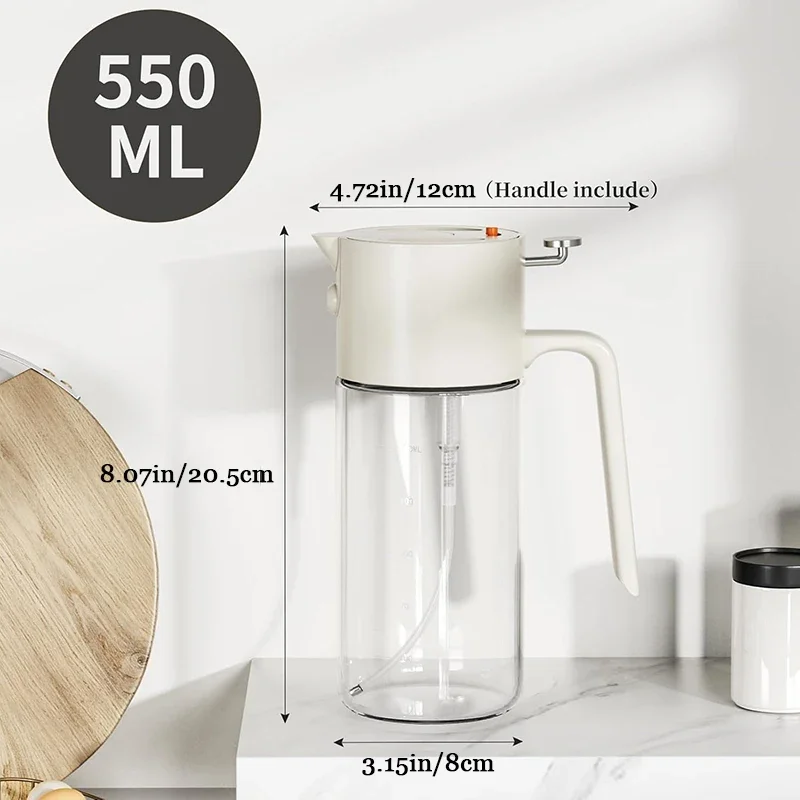 Oil Sprayer for Cooking Large Olive Oil Dispenser Bottle 500ml/17oz Glass Olive Oil Sprayer 2in1 Even Spray with Portion Control