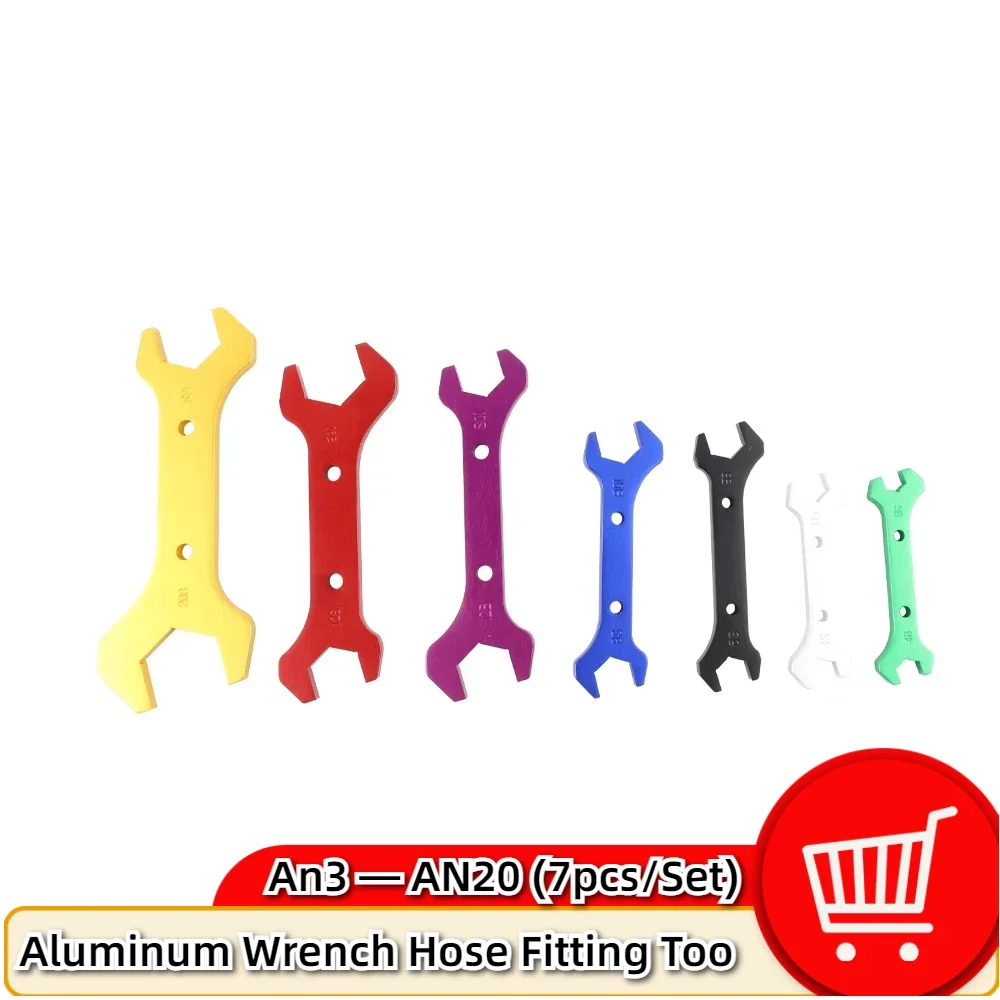 

Aluminum Wrench Hose Fitting Tool Aluminum Spanner Double Ended An3 AN4 AN6 AN8 AN10 AN12 AN16 AN20 (7pcs/Set)