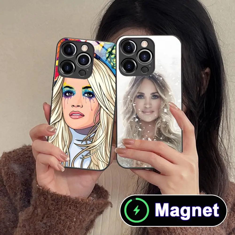 

Чехол для телефона Carrie Underwood Glass MagSafe для iPhone 17 16 15 14 13 12 11 Air Pro Max Plus Mini, цветной