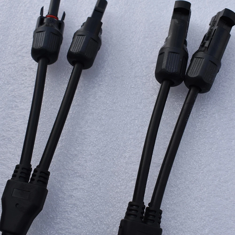 One Pair Y Type Connector Cable for Flexible Solar Panel Connection 2 Input 1 Output with Male Female UV-Resisted Cooper