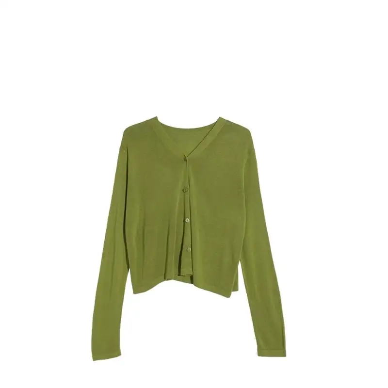 Ladies' Loose Fit Long Sve Knitted Ice Silk Open Cardigan Ultra Thin Summer Sun Protection Outerwear Casual Lazy Sle