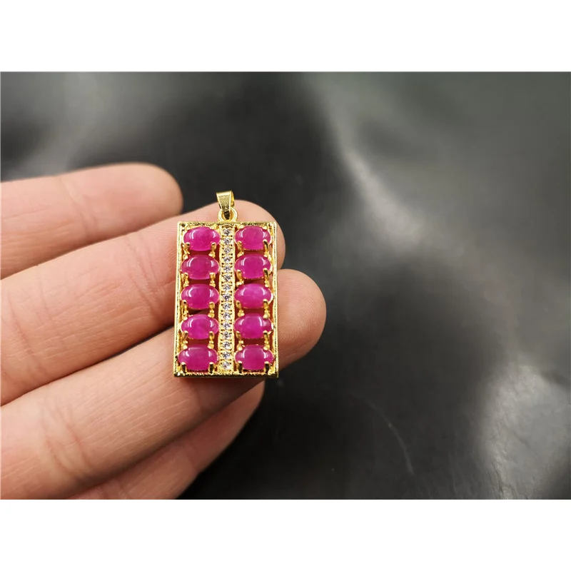 Vacuum Plating Inlaid Sugilite Pendant Ruyi Abacus Women's Careful Calculation