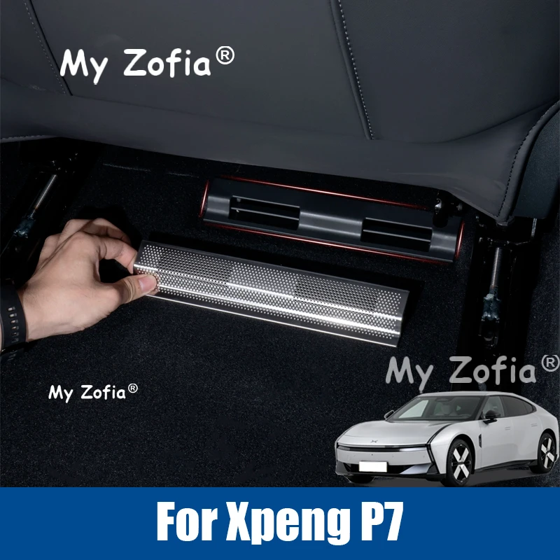 

For XPeng P7 2025 2026 Car Stainless steel Vents Cover Under Seat Outlet Protector Anti-blocking Dust Mesh Interior Accessories