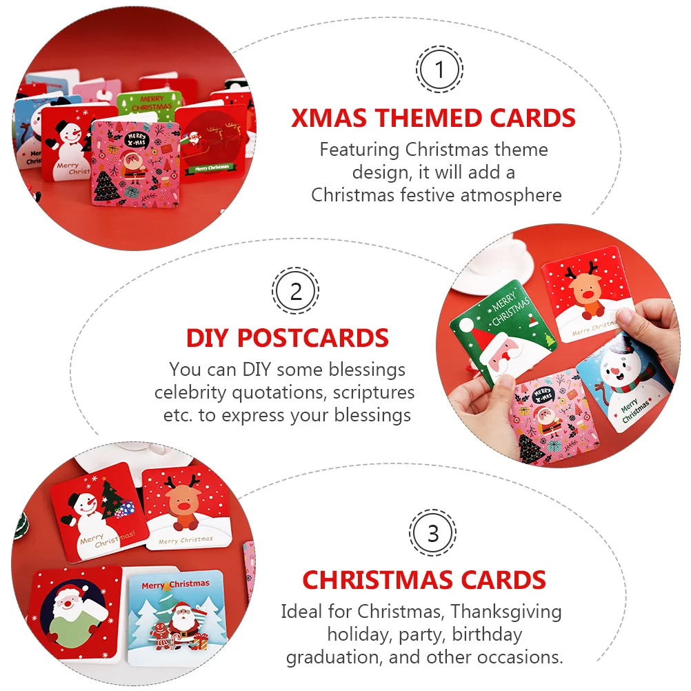 

15PCS Christmas Greeting Cards Festive Holiday Themed Paper Blessings Postcards Xmas Cards For Family Friends