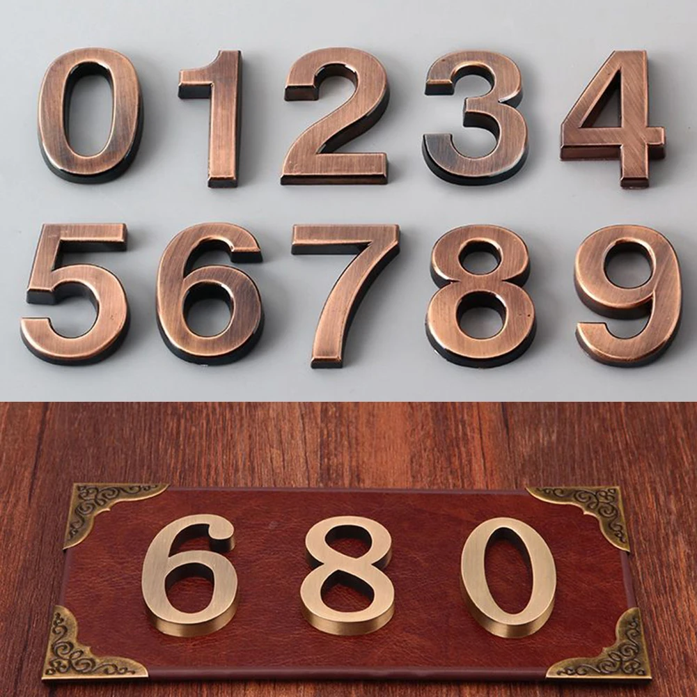 3D Numeral Door Sign Adhesive Glossy House Number Door Plate Sign 50*35*6mm Outdoor Hotel Rooms Number Tags Address Door Labels