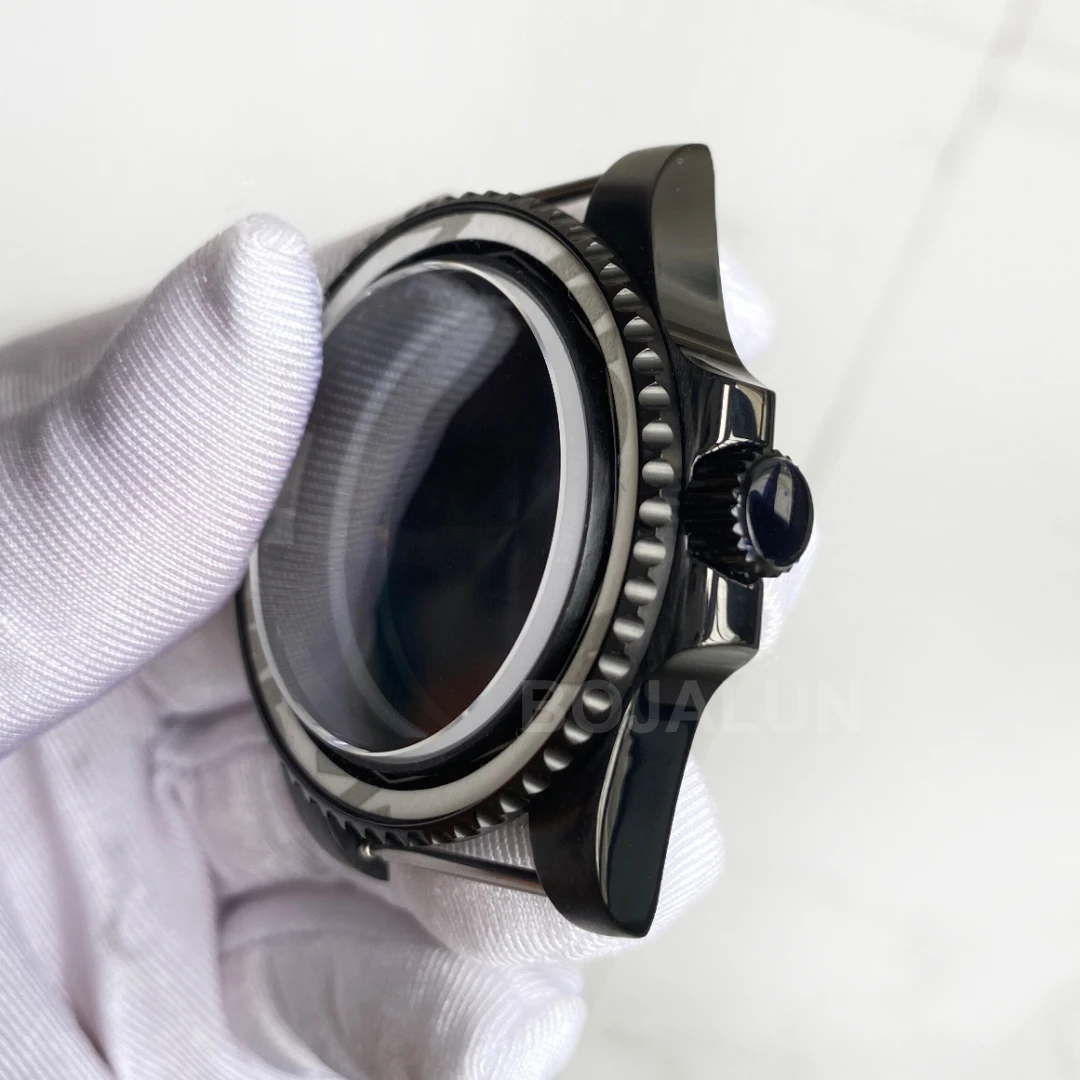 NH36 블랙 케이스 8215 SUB 전기 도금 사파이어 유리, 스테인레스 스틸용 달력 없음, NH35 NH36 8215 무브먼트에 적합, 40mm