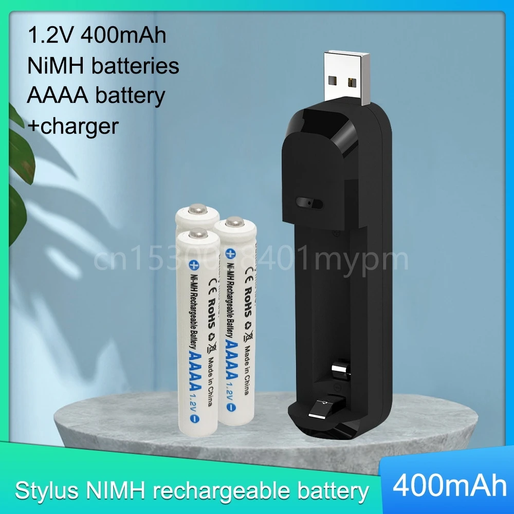 Baterias recarregáveis de 1.2v aaaa 400mah ni-mh para o estilete ativo da pena de superfície com carregador conduzido usb