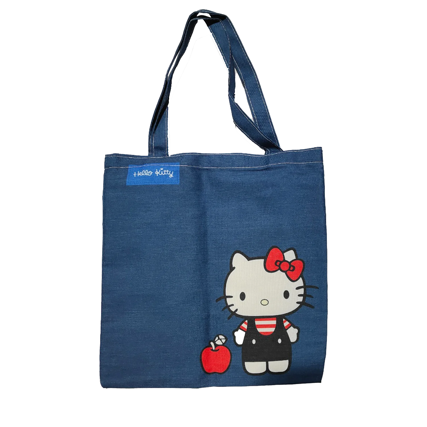 Cartoon opbergtas Hello Kitty Denim bedrukte schoudertas Sanrio grote capaciteit eenvoudige handtas voor woon-werkverkeer luie stijl veelzijdig