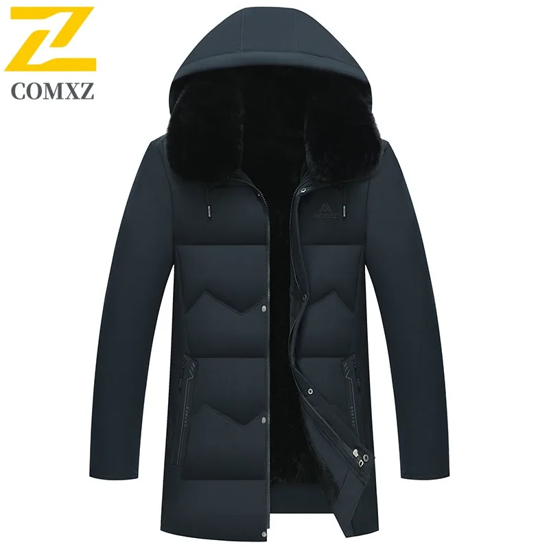 

COMXZ Men Padded Jackets Hood Outdoor Working Self-cultivation Warm Parka Casual Solid Color Lightweight Winter Cotton Jacket