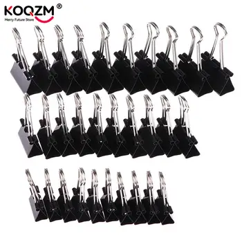 10 Stks/partij Black Metal Bindmiddel Clips 19Mm/25Mm/32Mm Notities Brief Paperclip Kantoorbenodigdheden binding Beveiligen Clips
