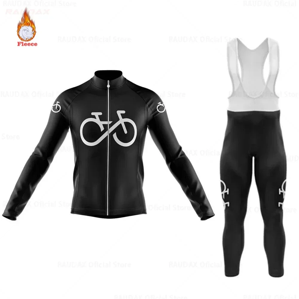 New Warm Winter Thermal Fleece Cycling Clothes Men\'s Jersey Suit Outdoor Riding Bike MTB 2023 Clothing Bib Pants Set