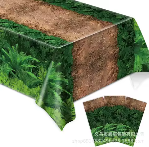 Forest Path Tablecloth Dinosaur Party Tablecloth Woodland Birthday Party Supplies Safari Jungle Party Decoration for Baby Shower
