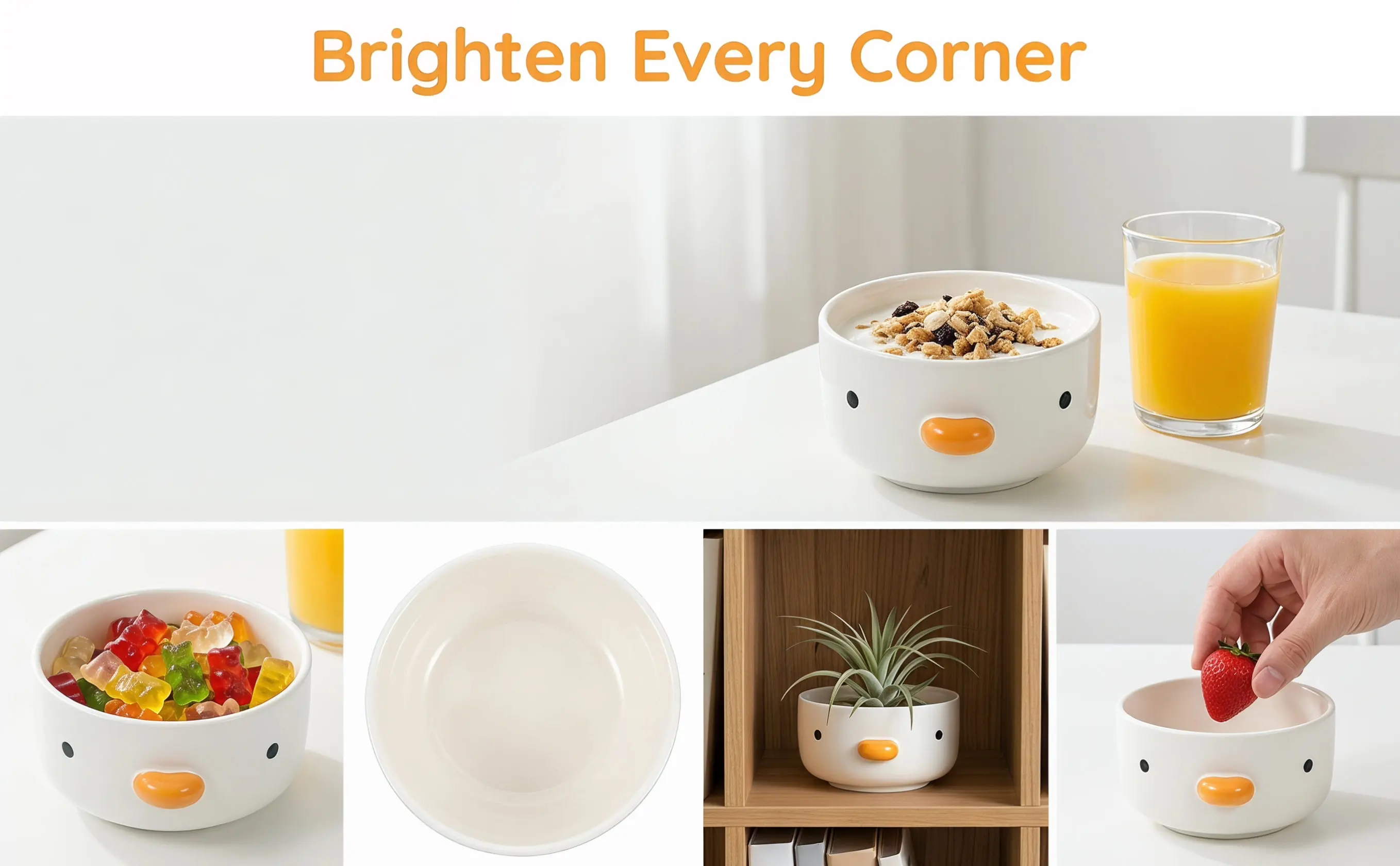 Chick Theme Ceramic Dessert Bowl Multi-Function Food Serving Dish for Fruits Salad Cookies Biscuits Candy Home Kitchen Bar
