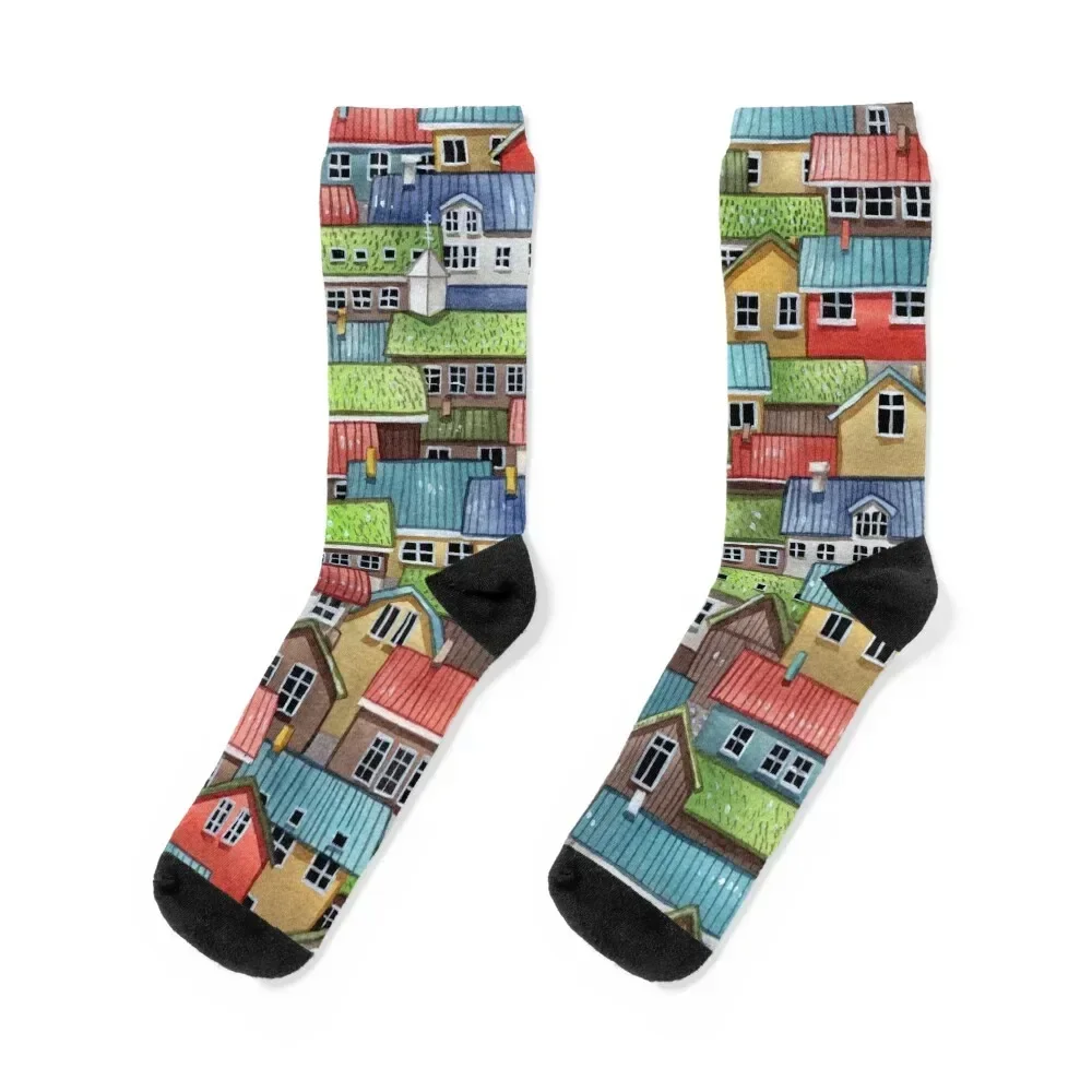 Faroe islands, Denmark Socks christmass gift halloween Women Socks Men's