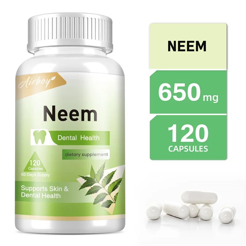 

Капсулы Neem Leaf — поддерживает здоровье кожи, иммунитета и печени, детоксикацию, антиоксидантная добавка, веганский, без глютена