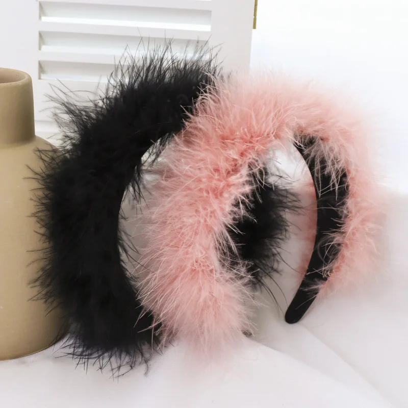 Dance Party Long Feather Women Performance Hair Accessories Hairhoop Ladies Dance Banquet Ostrich Hair Tassel Headwear Head Band