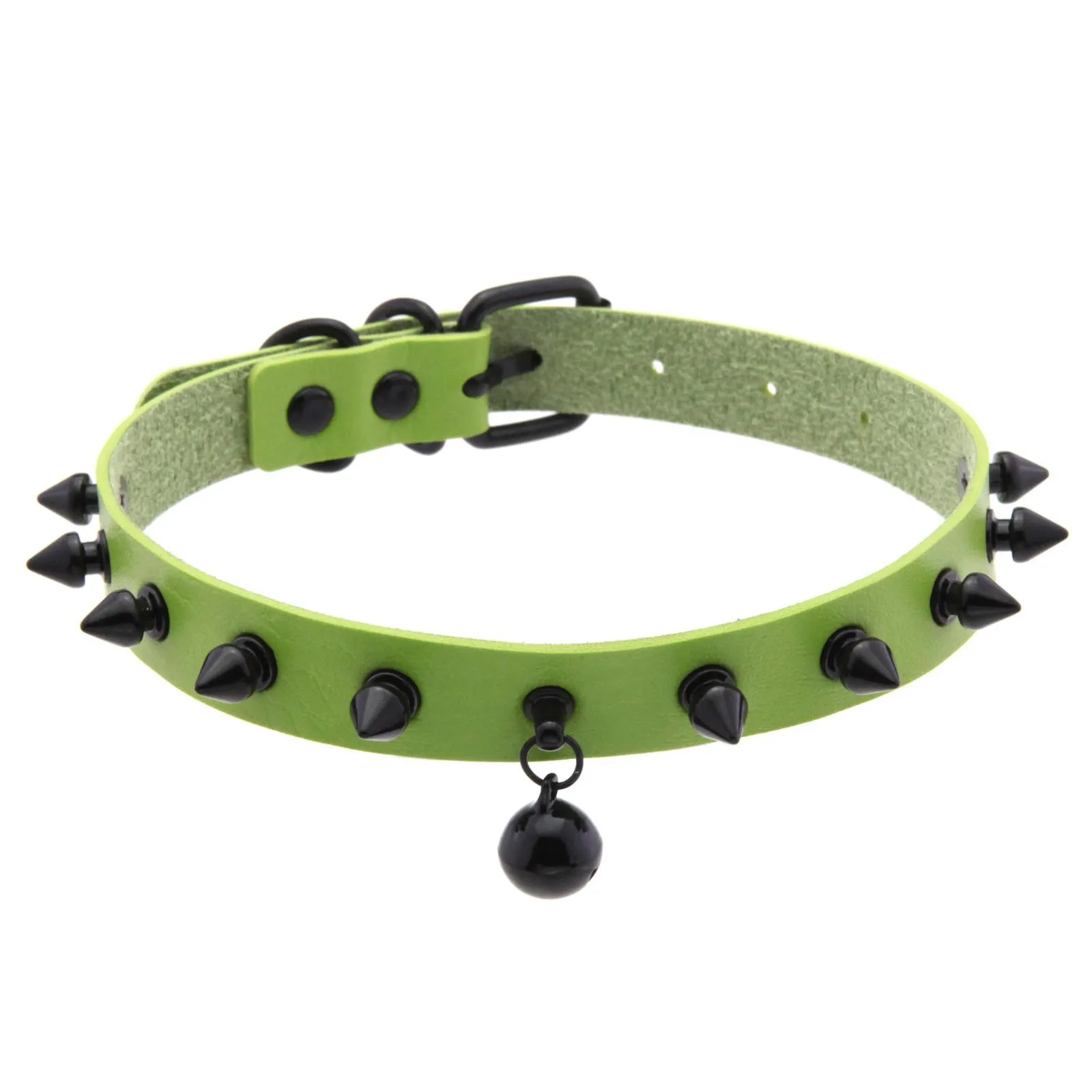Punk Dark style Sexy Personality Rock and roll Popular Black rivets Bell Multicolored leather Stainless steel  Clavicle chain