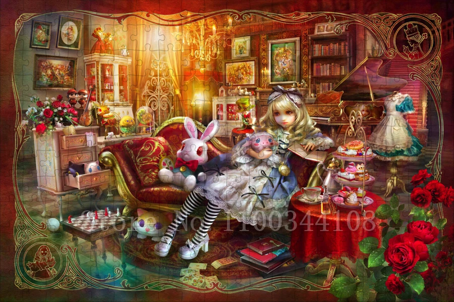 Alice In Wonderland Jigsaw Puzzles 300/500/1000 Pieces Disney Cartoon Anime Puzzles for Children Intelligence Education Toys