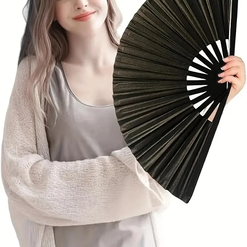 Großer Kung-Fu-Sound-Fan aus Kunststoff mit Knochenstruktur für Kampfkunst-Aufführungen, eleganter, faltbarer Bühnenfan, Opern- und Zauberrequisiten, Sommer-Kühlventilator – Detail 4