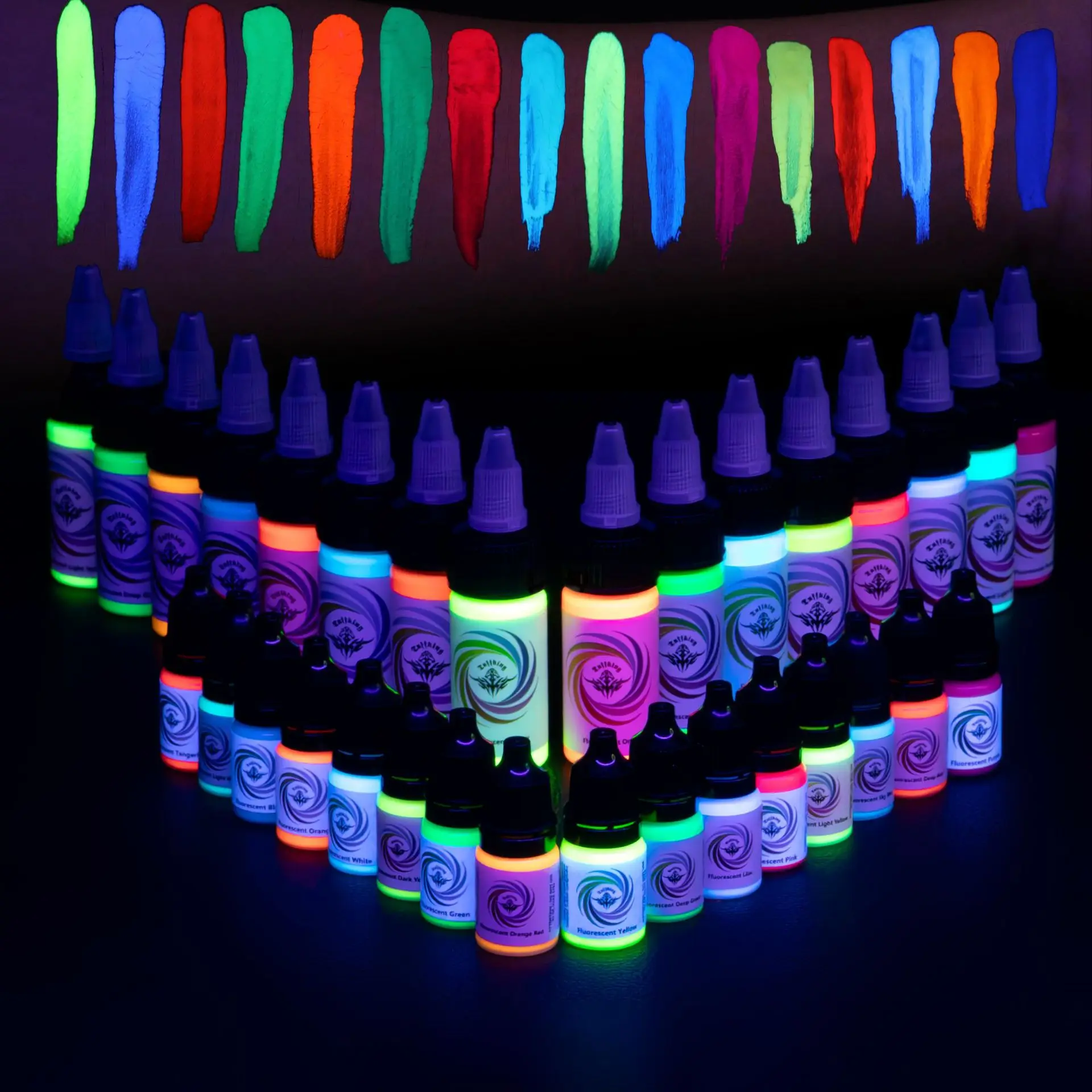 UV Fluorescent Tattoo Ink Set 8 Colors 15ml, Tattoo Pigment for Body Art DIY Tattoo Design