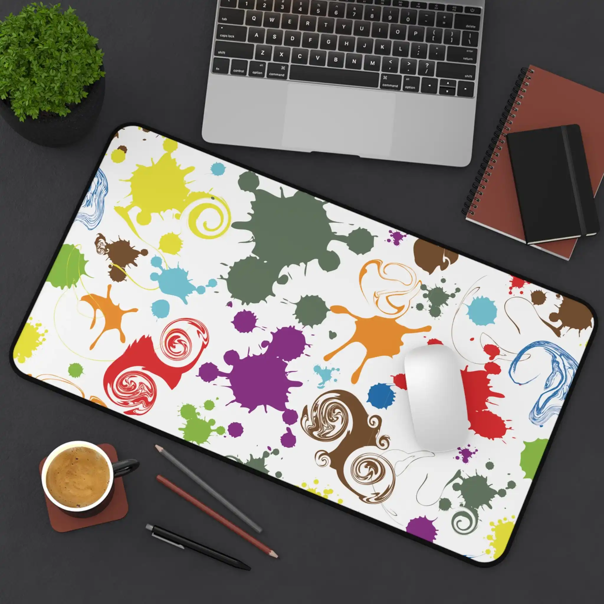 

Bright and Lively Ink Swirl Printed Desk Mat, Home and Office Decoration, Stylish Workstation Gift, Office Desk Accessory XXL