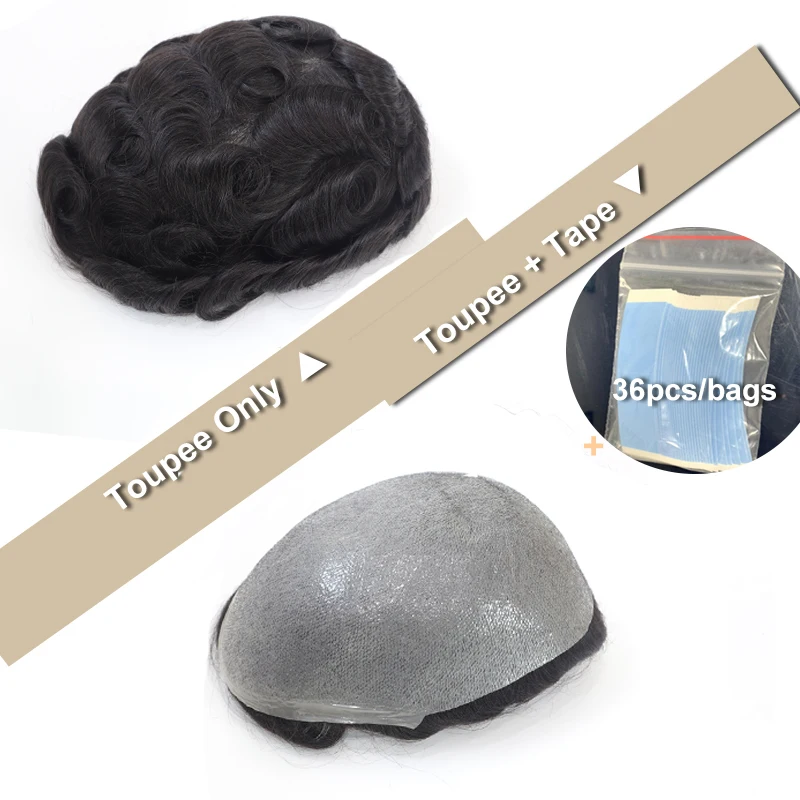 Male Hair Capillary Prosthesis Thin Skin 0.03-0.04mm V-loop Knotless Pu Toupee 100% Human Hair Men Wigs Durable Wigs For Men