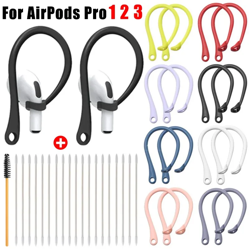 3-1Pairs Anti-lost Earhook Ear Hook Holder for AirPods 1 2 3 Anti-fall Earphone Holder with Cleaning Brush for Apple AirPods Pro