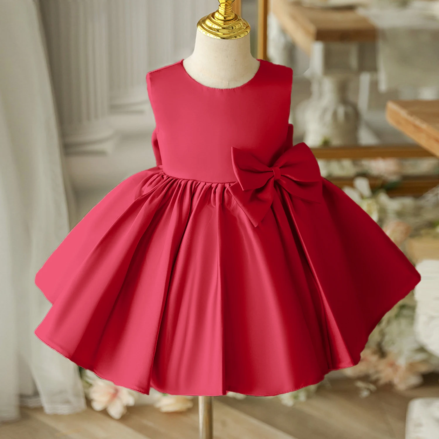 Flower Girl Dresses for Wedding Kids Backless Tulle Tutu  Princess Prom Party Clothes Baby 1st Birthday Baptism White Dress image 4