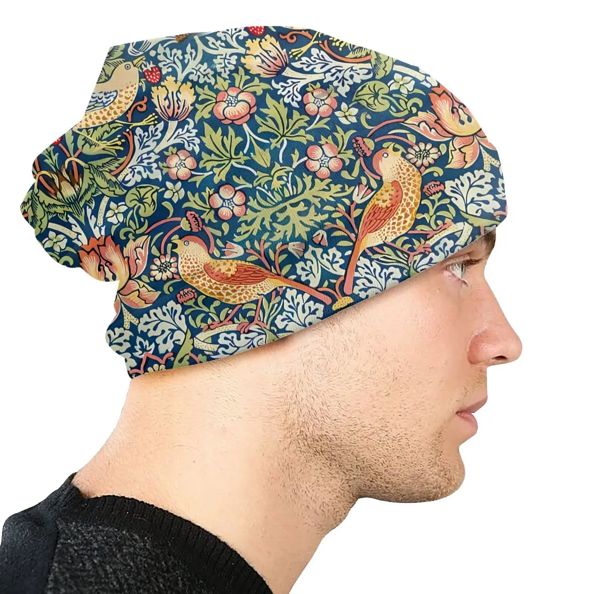 Birds Floral Sport Beanie Caps William Morris Flowers Art Skullies Beanies Ski Caps Soft Thin Bonnet Hats