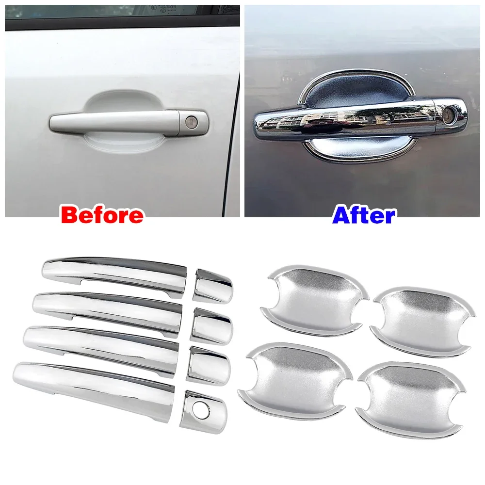 For Peugeot 3008 2009 UP ABS Car Styling Chrome Side Door Handle Cover Trim & Door Bowl Cover 2010 2011 2012 2013 2014 2015 2016