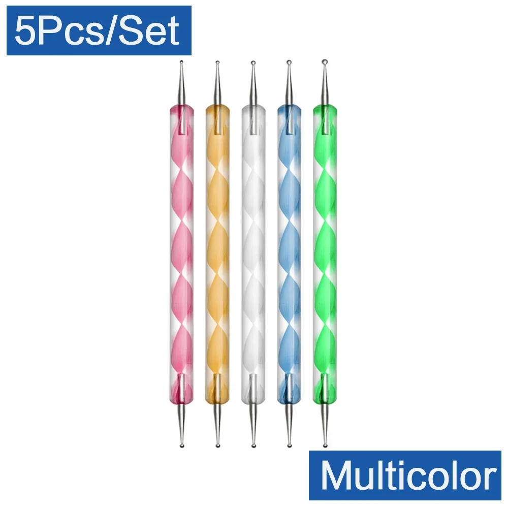 5 pçs caneta pontilhada ferramenta ponta da arte do prego multicolorido conjunto de ferramentas pontilhado ponto pintura manicure kit para gravação padrão argila