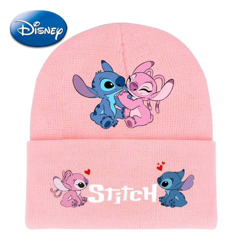 

Disney Stitch Knitted Hat Cartoon Cute Child Autumn Winter Warm Light Color Hat Outdoor Skiing Play Snowball Sports Couple Gift