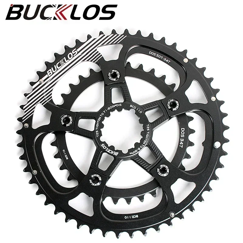 BUCKLOS 110BCD Road Bike Chainring with Converter 50-34T 52-36T 53-39T 5 Bolts Bicycle Chainring Aluminum Bike Part for SRAM