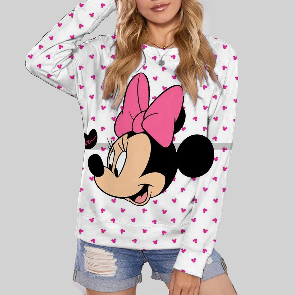 Disney Mickey Mouse print Women\'s Hoodie Cartoon Print Harajuku Long Sleeve Cute Hoodie Casual Loose Sweatshirt Fashion Tops Y2K