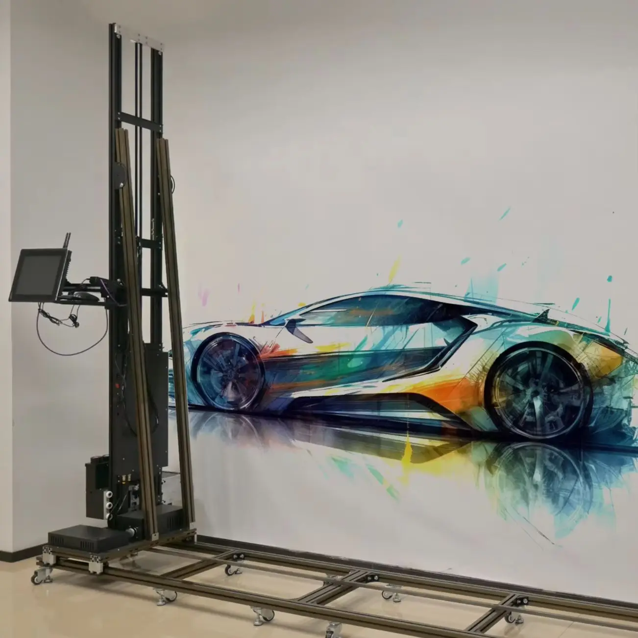 4 Meter Wall Printers 3D 5D Vertical Water Based Ink Wall Mural Printer Touch Screen PC Build Direct to Wall Painting Machine