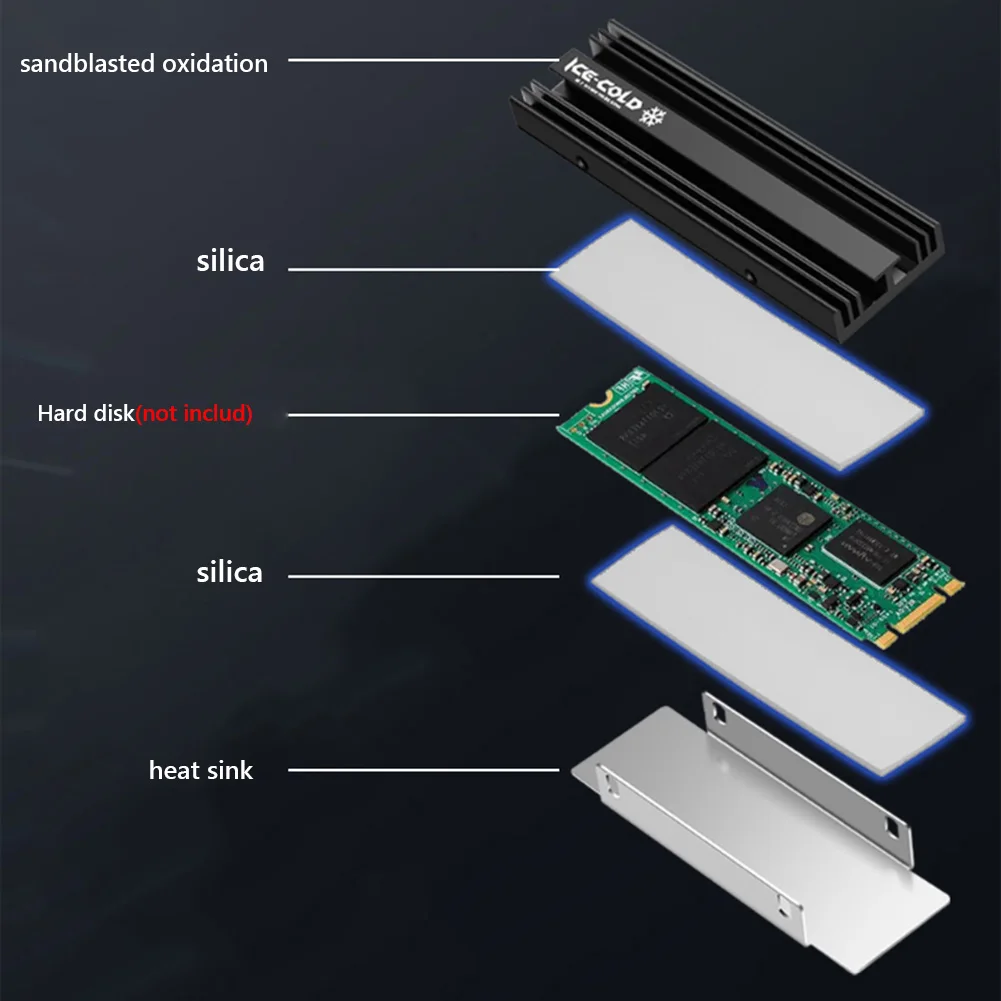 M.2 NGFF NVME 2280 SSD-радиатор с силиконовой термопрокладкой SSD-кулер Радиатор SSD из алюминиевого сплава для PS5 Настольный ПК