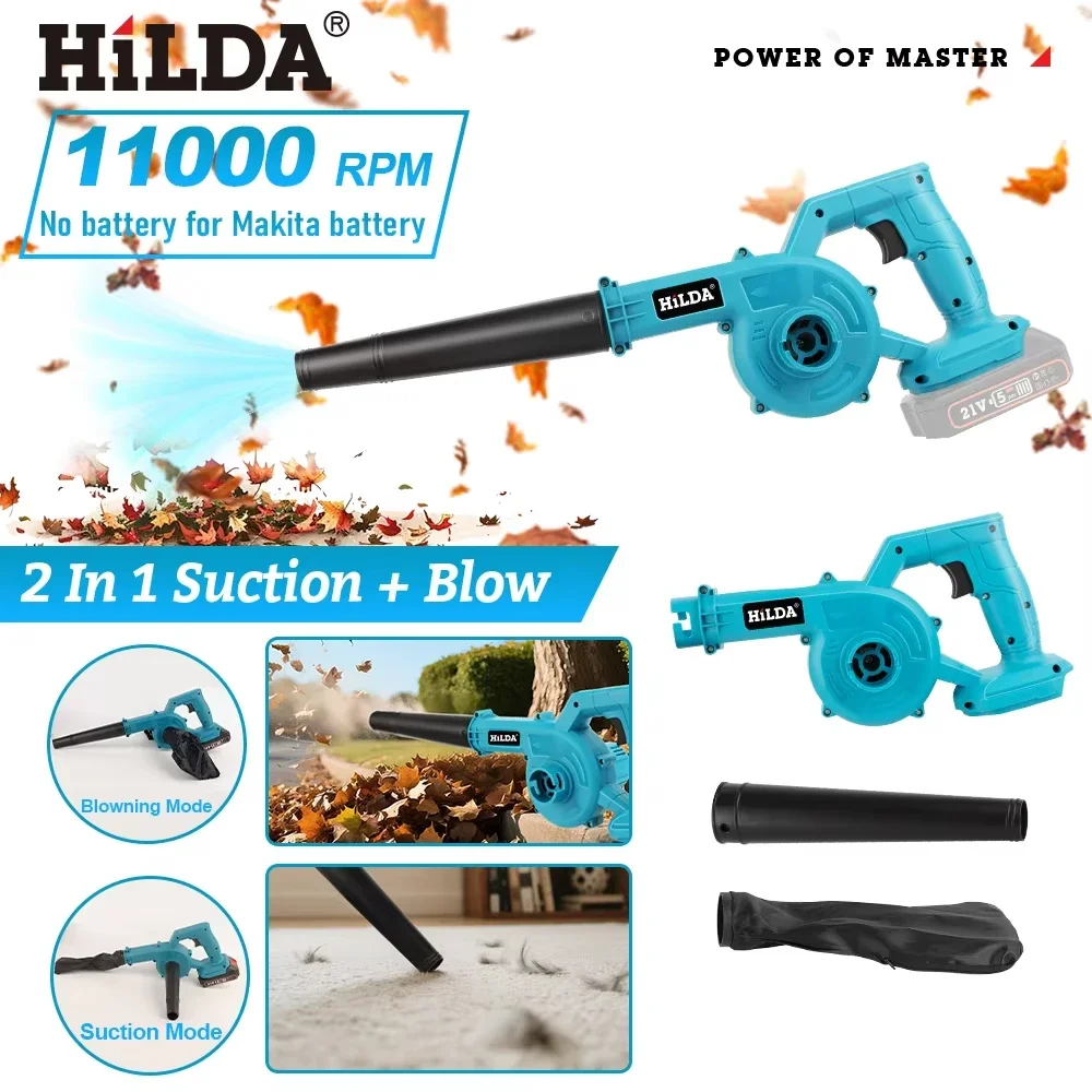HILDA Electric Air Blower Cordless 2 In 1 Blowing Suction Handheld Powerful Power Tool  Leaf Computer Cleaner for Makita Battery