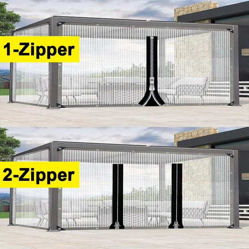 Lona impermeable para exteriores de 0,33 MM con cremallera, cenador de jardín, privacidad/pantalla a prueba de viento, cortina de lona transparente con puerta con cremallera
