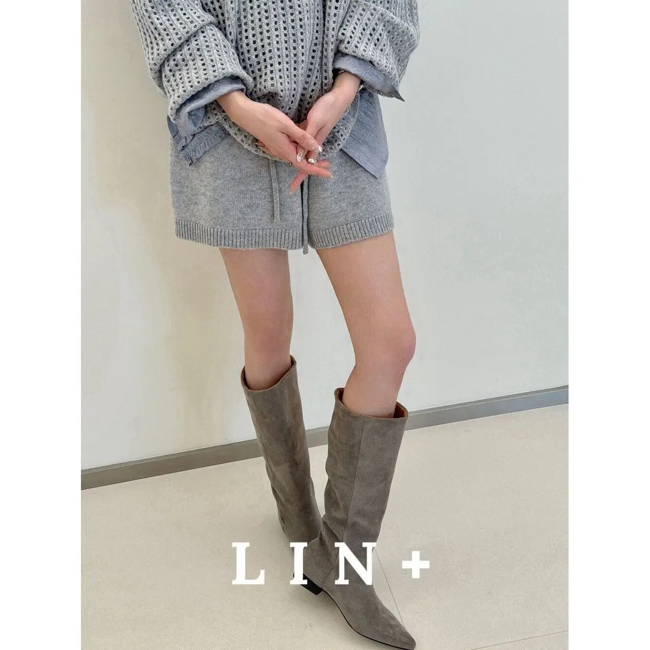 

Весенне-осенние вязаные шорты в корейском стиле, женские повседневные свободные мягкие брюки с высокой талией и широкими штанинами, удобные, теплые, модные