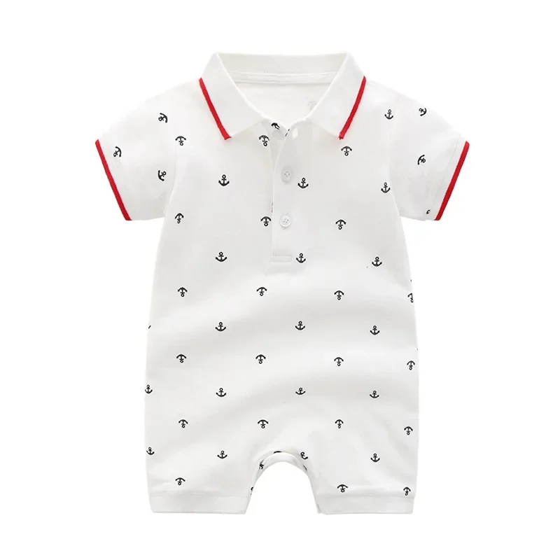 2020 Newborn baby boy summer clothes romper white cotton baby boy jumpsuit outfit 0-3-6-9-12 months baby clothing Ropa de bebe